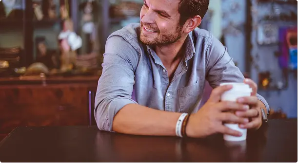 A man drink coffee